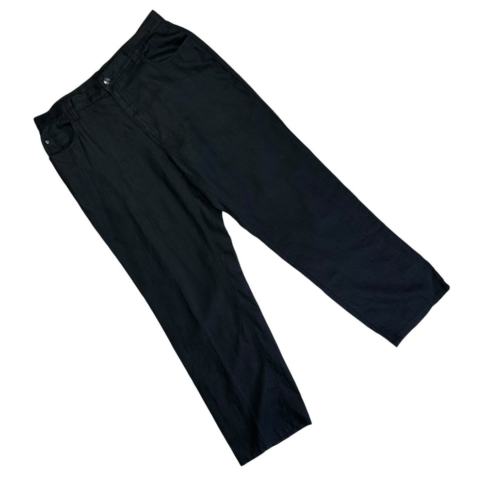 Joseph & Lyman 100% Linen Two-Pleat Wide-Leg Trousers Men Measures 33x29 Black